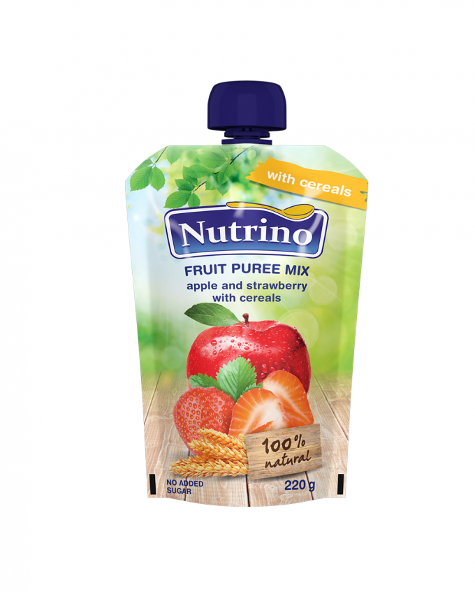 Nutrino pouch jabolko in jagoda z žitaricami - Merit